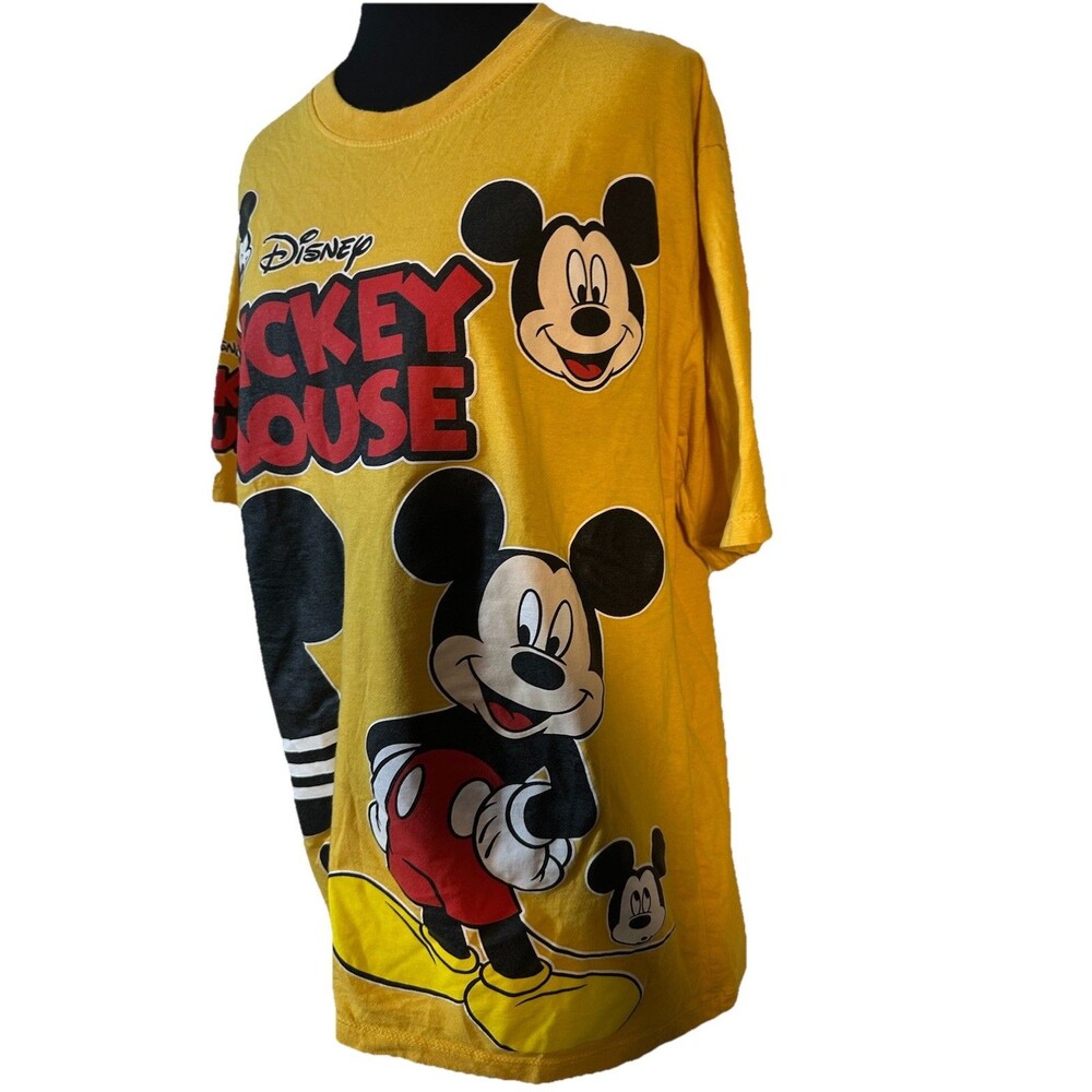 Walt Disney World Men L/XL Mickey Mouse All Over Print Tee Shirt Yellow NWOT - Picture 4 of 9